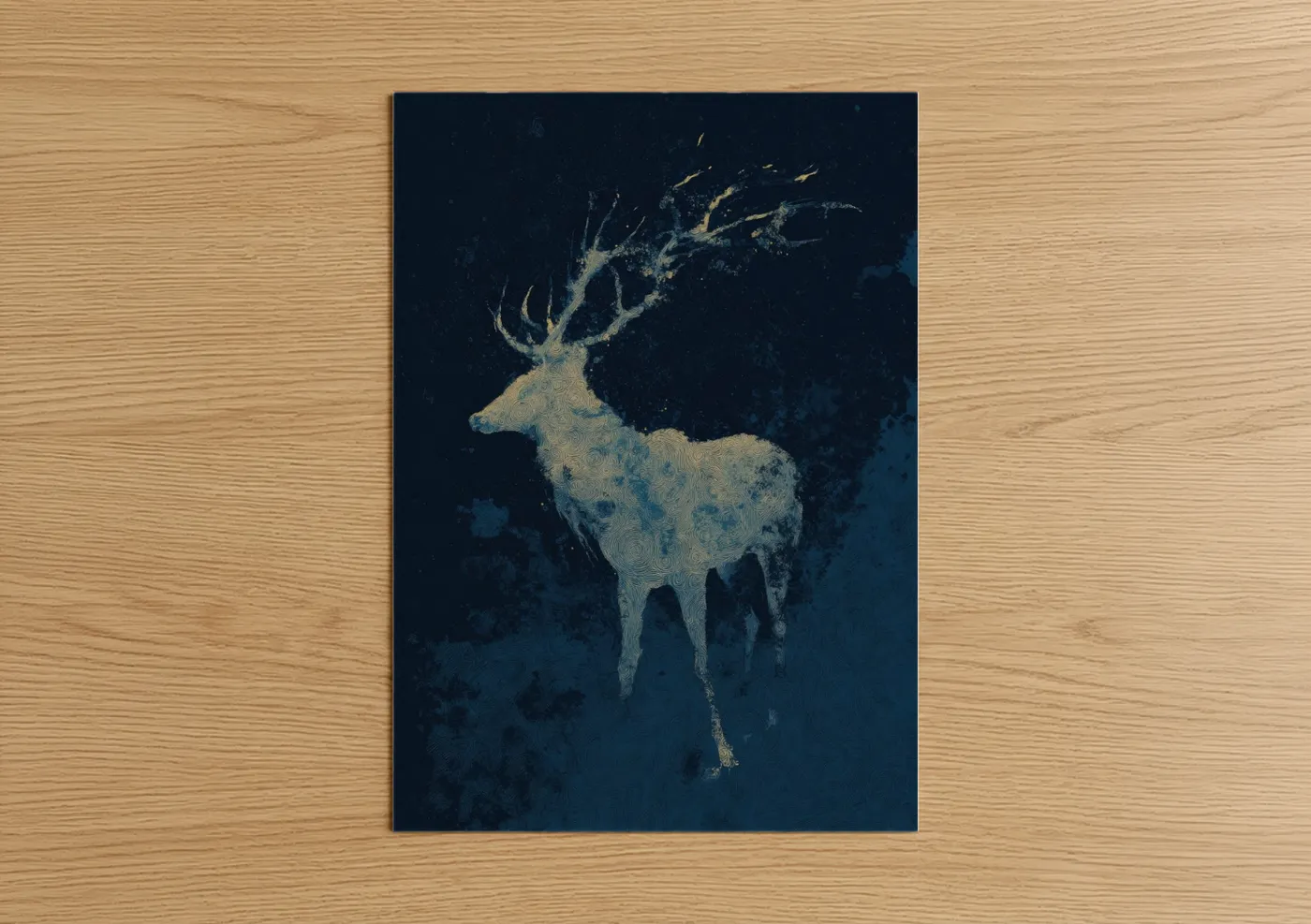 Celestial Reindeer Winter Night Sky Wall Art