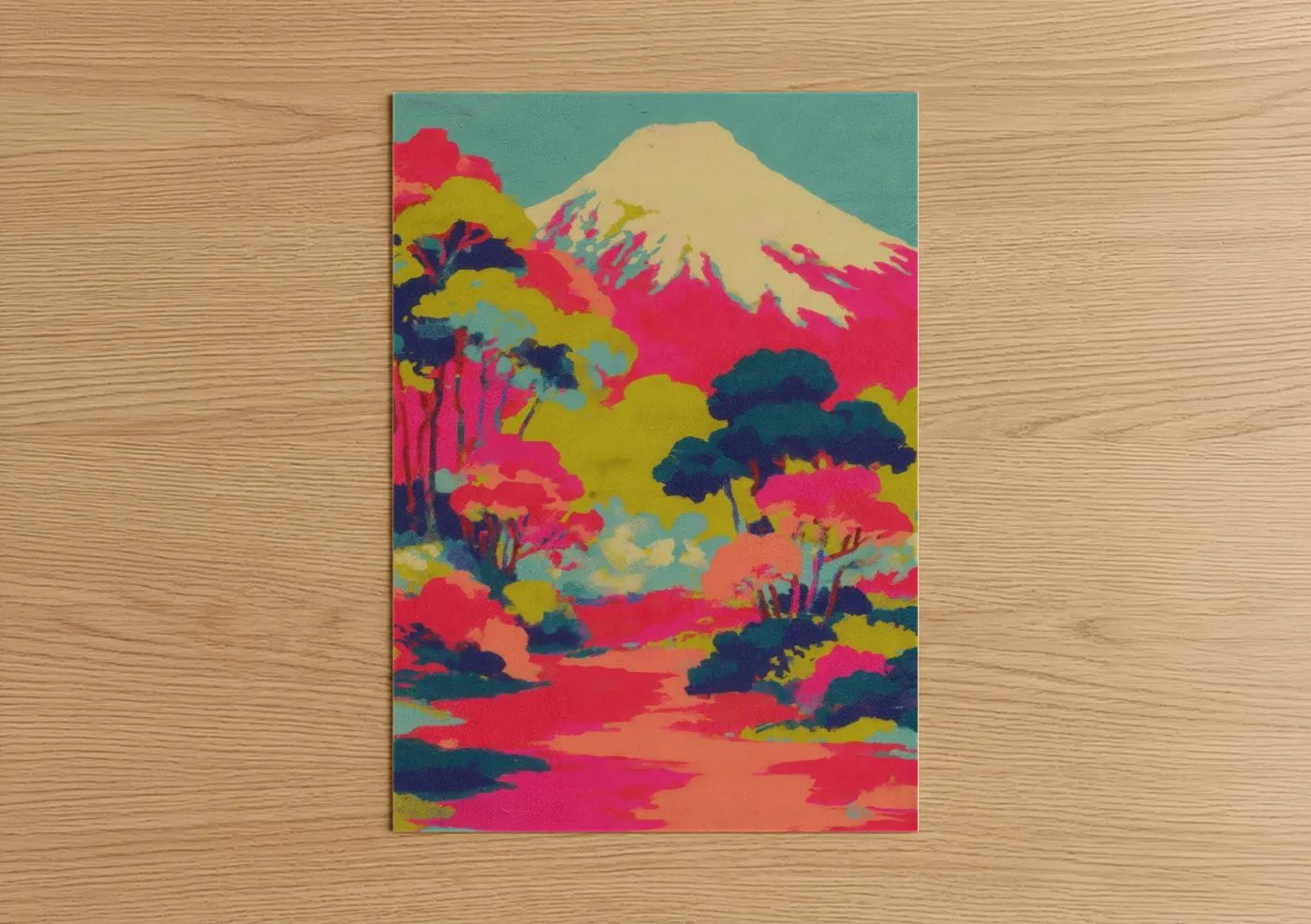 Neon Mount Fuji Pop Art Landscape Wall Art
