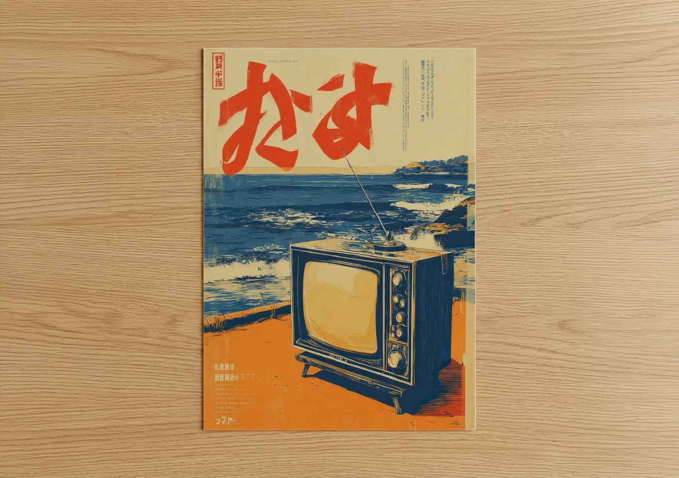 Vintage Japanese TV Retro Ocean Poster Wall Art