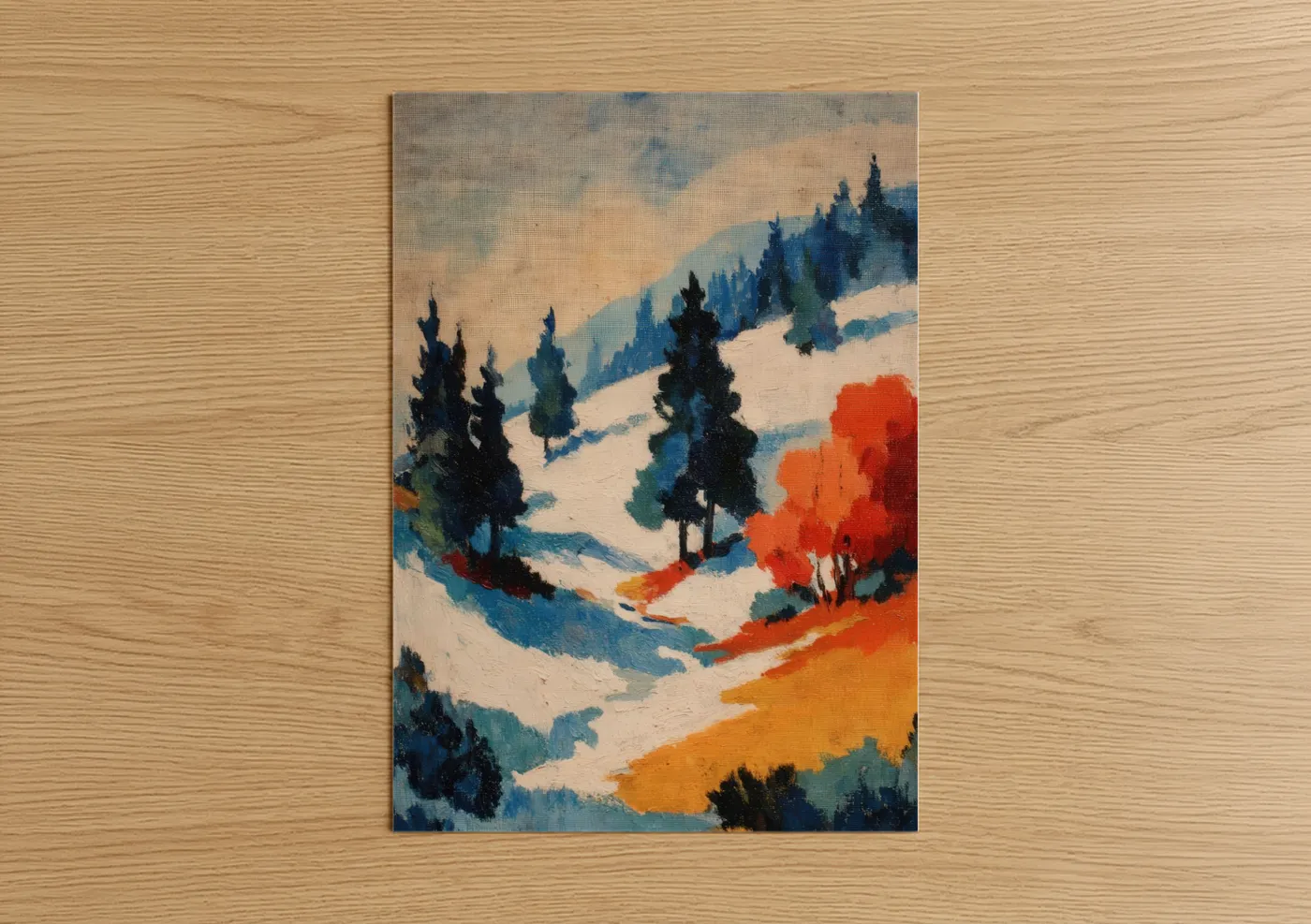 Autumn Alpine Snow Mountain Landscape Wall Art