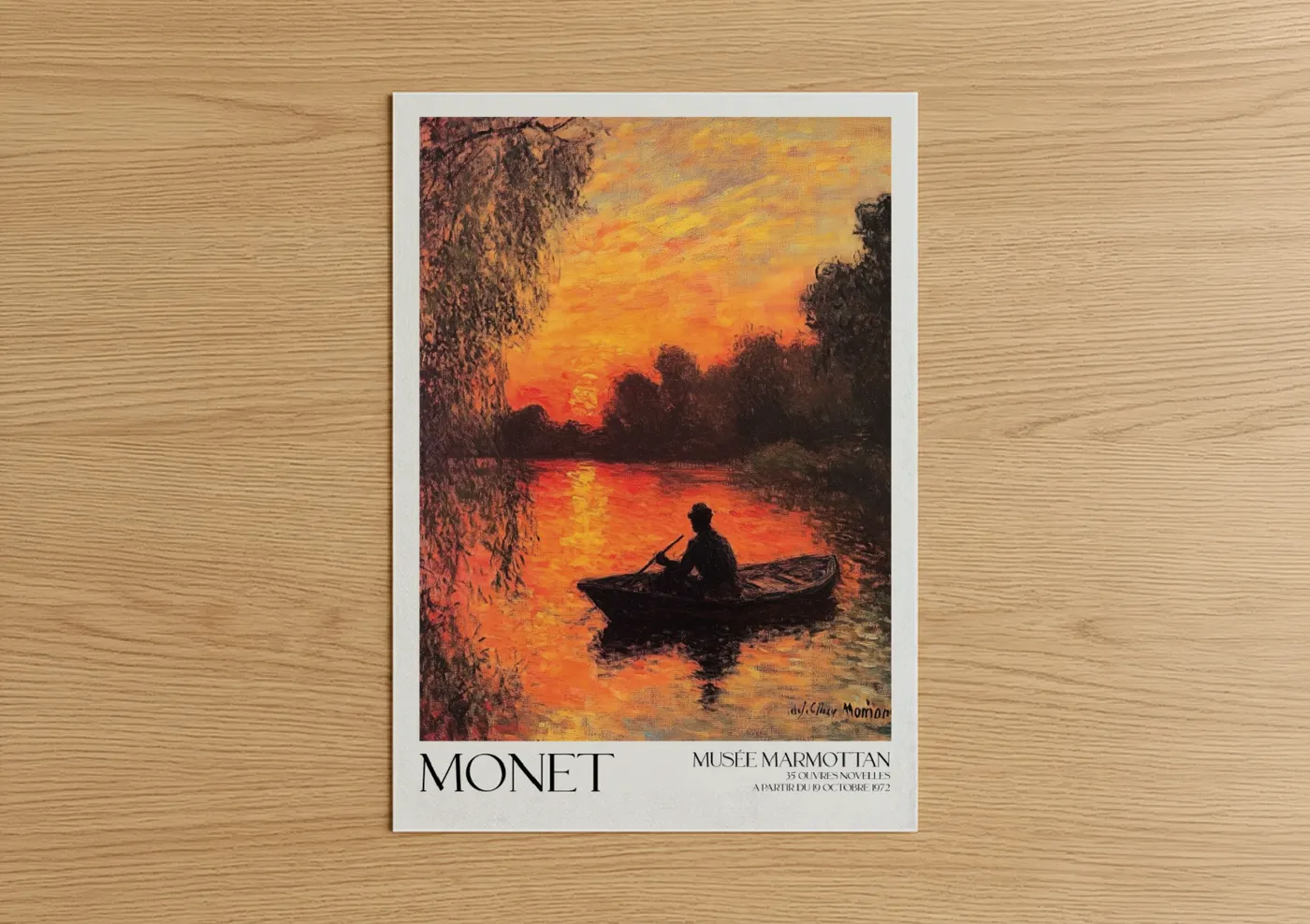 Sunset River Boat Impressionist Wall Art