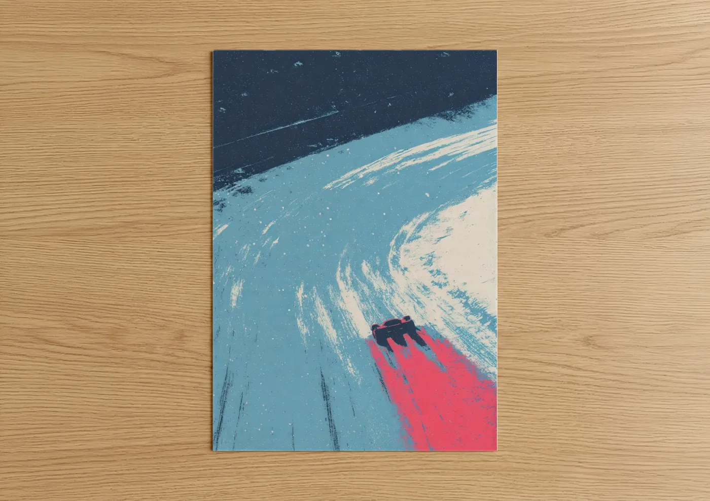 Red Race Car Drift Action Wall Art