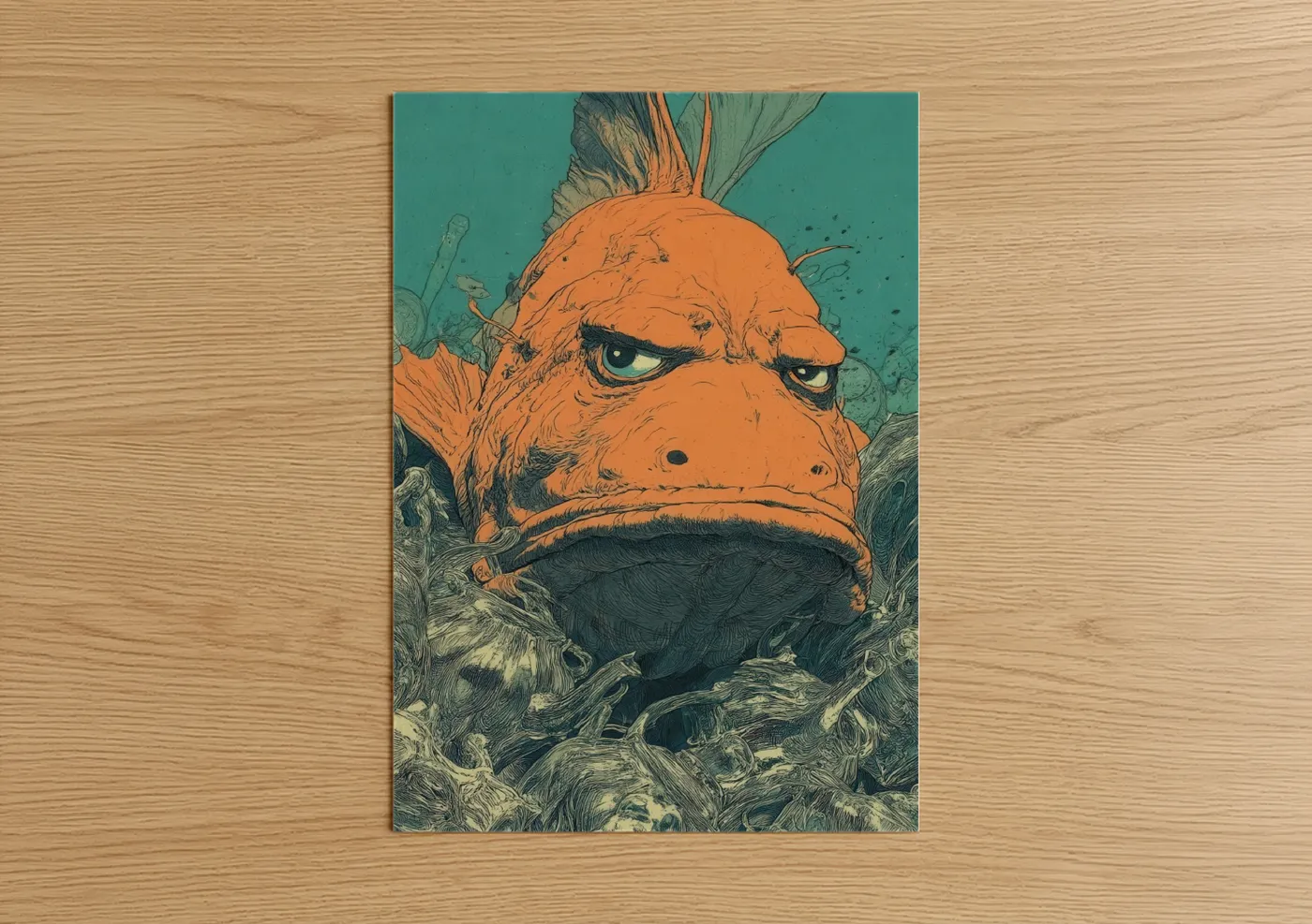 Angry Dragon Fish Illustration Wall Art