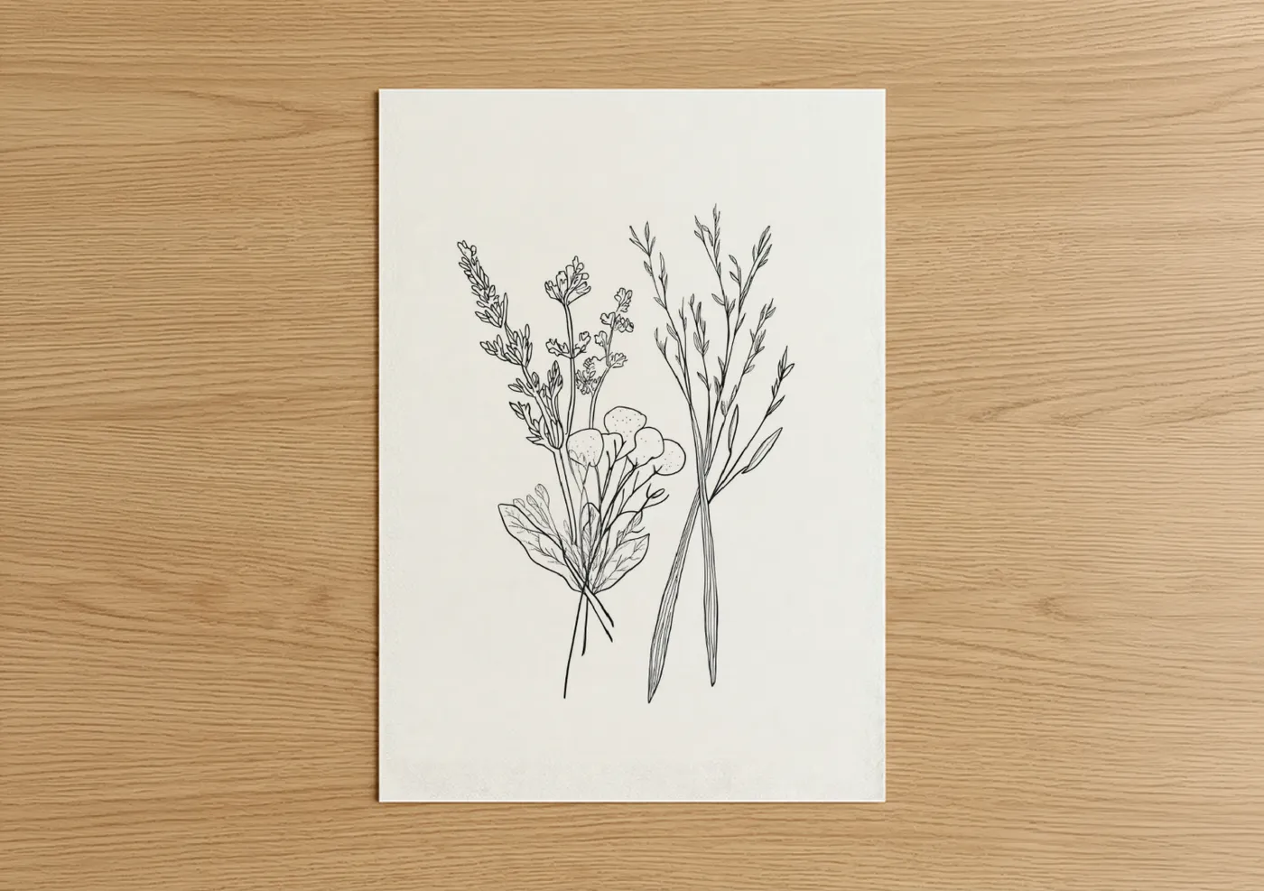 Minimalist botanical grass line art print Wall Art
