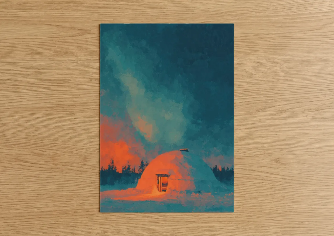 Neon Dome Sunset Winter Landscape Wall Art