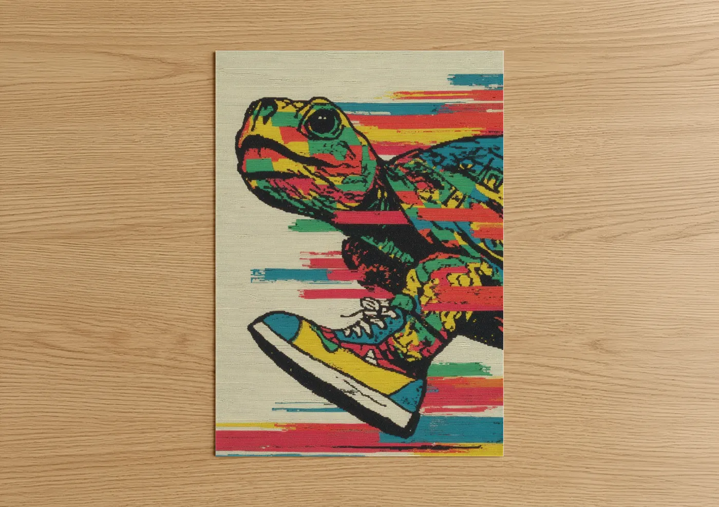 Colorful Glitch Turtle Pop Wall Art