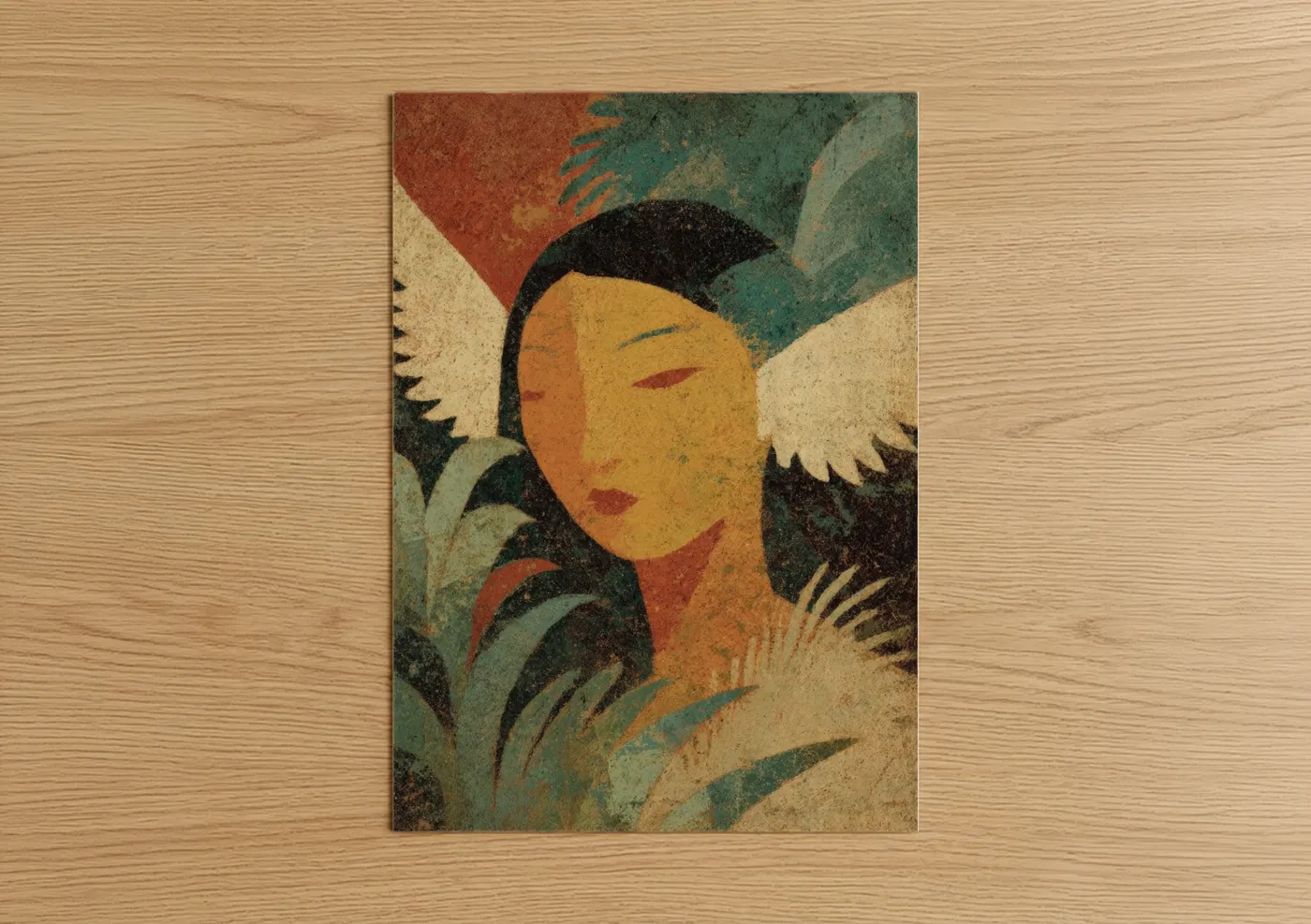 Contemplative Fairy Art Deco Illustration Wall Art