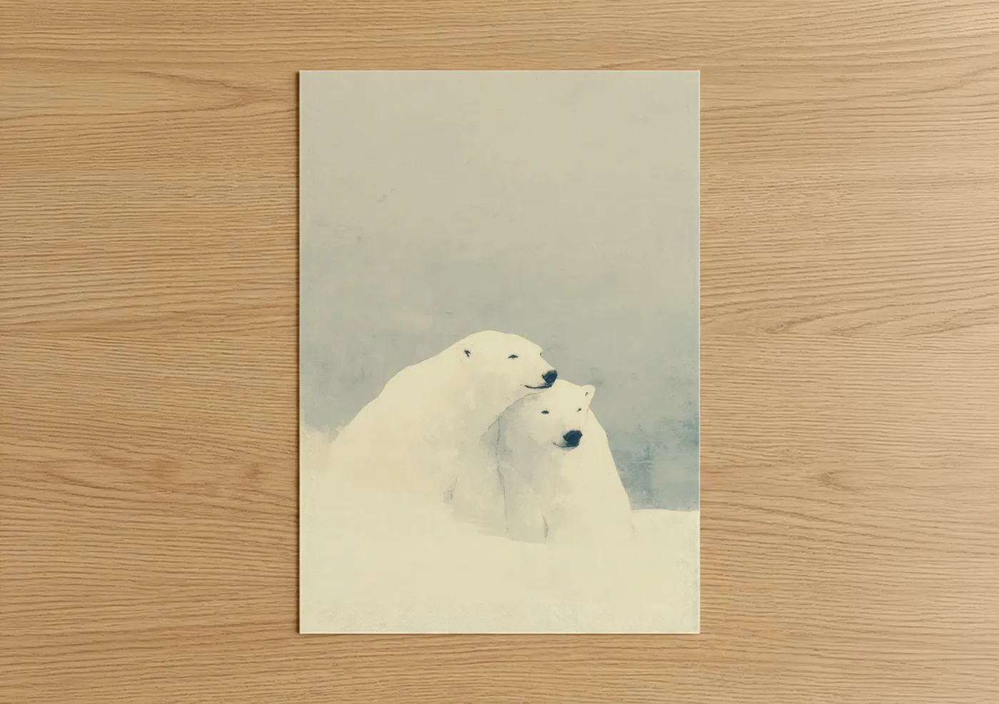 Polar Bears in Snow Winter Love Wall Art