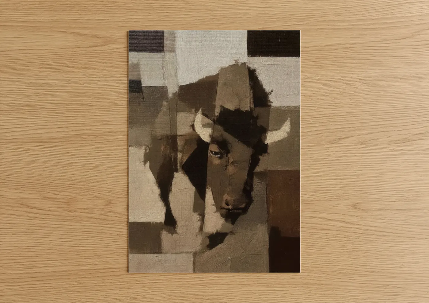 Abstract Bison Geometric Art Wall Art