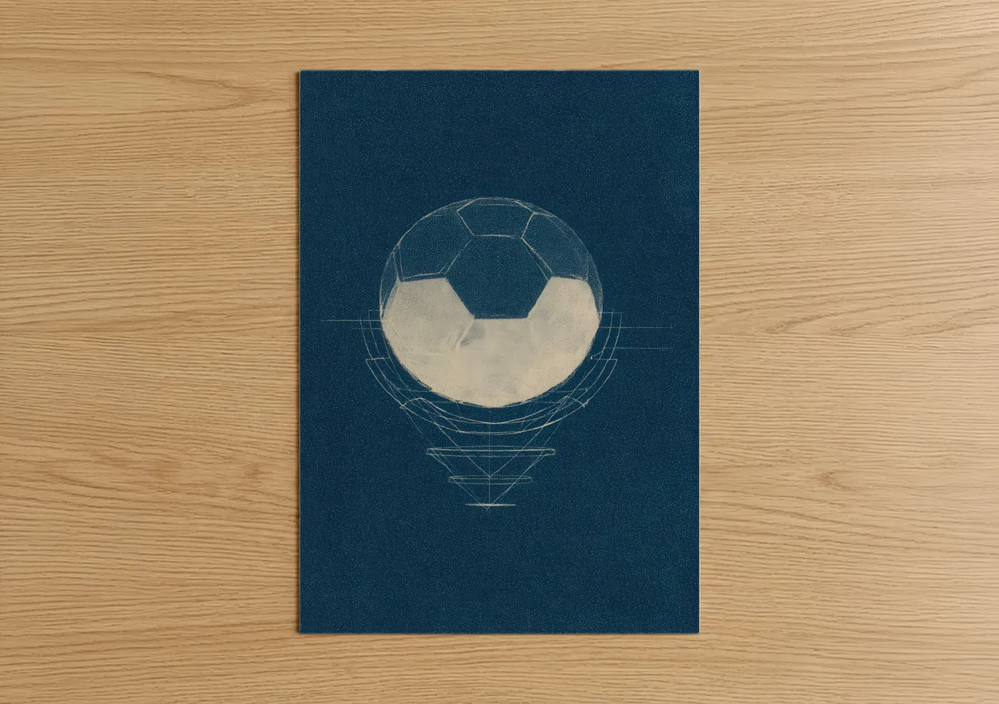 Minimalist Soccer Ball Blueprint Wall Art