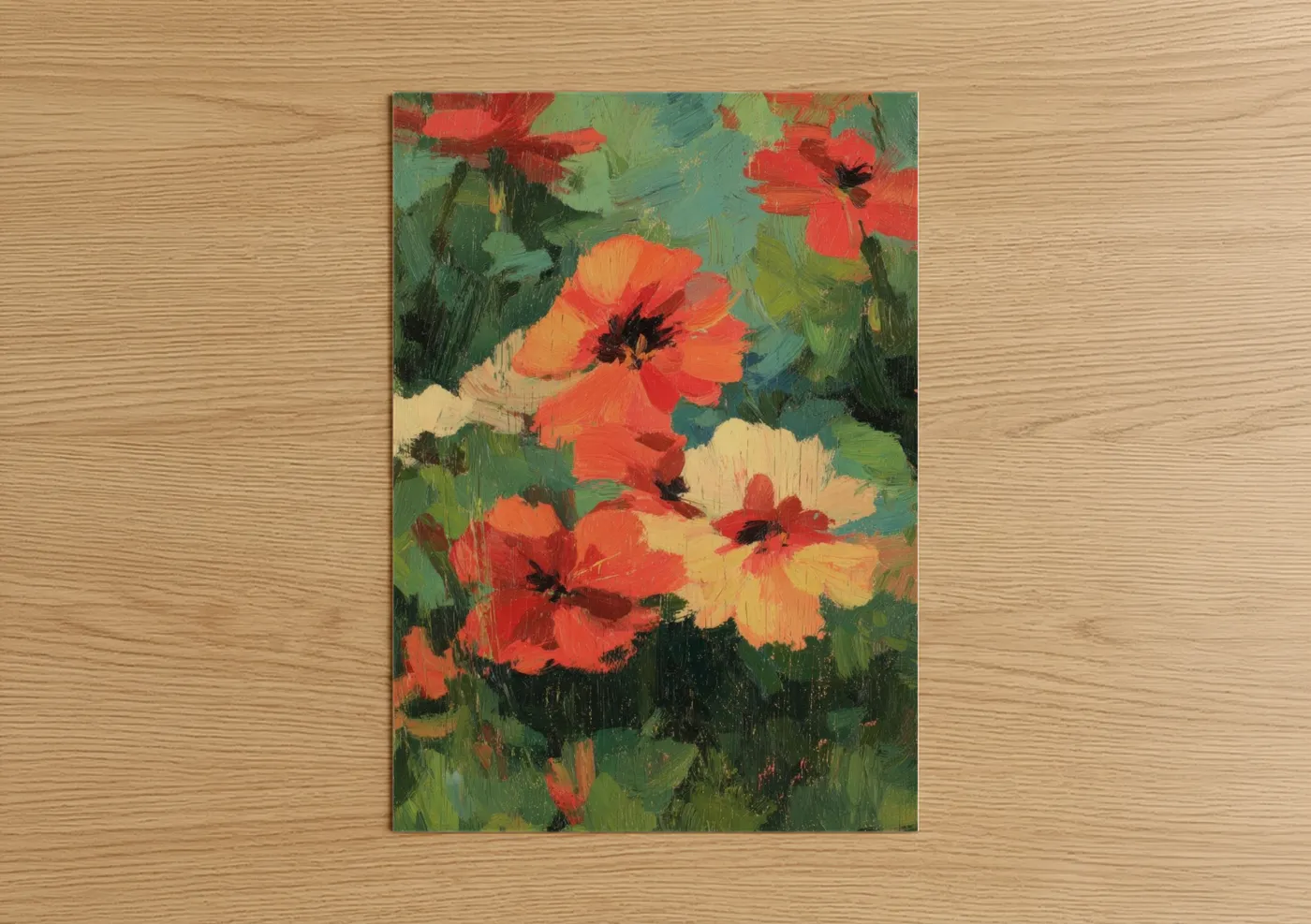 Vibrant Geranium Garden Oil Painting Wall Art