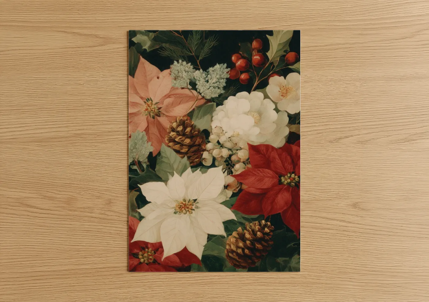 Festive Holiday Florals Christmas Poinsettia Wall Art
