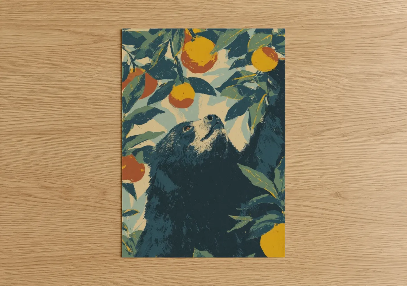 Sloth Bear Fruit Tree Botanical Wall Art