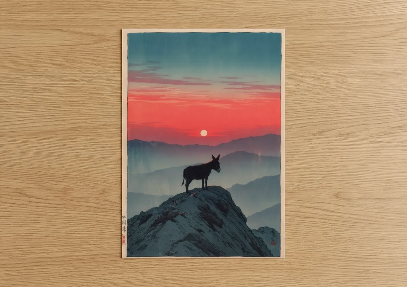 Donkey Mountain Sunset Silhouette Wall Art