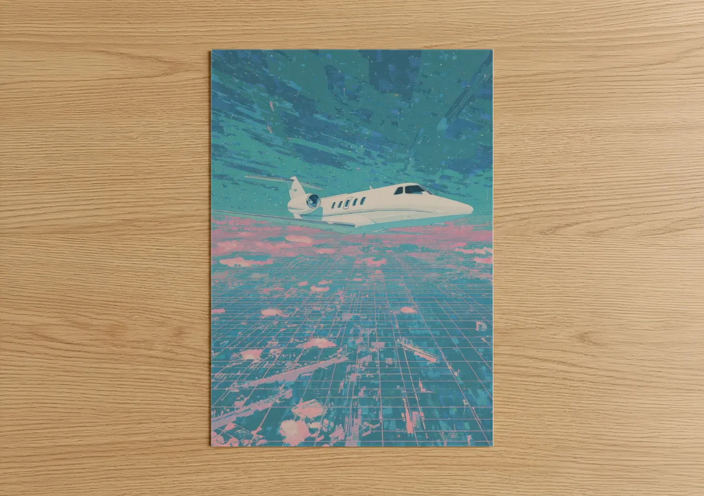 Retro Futurism Private Jet Vaporwave Wall Art