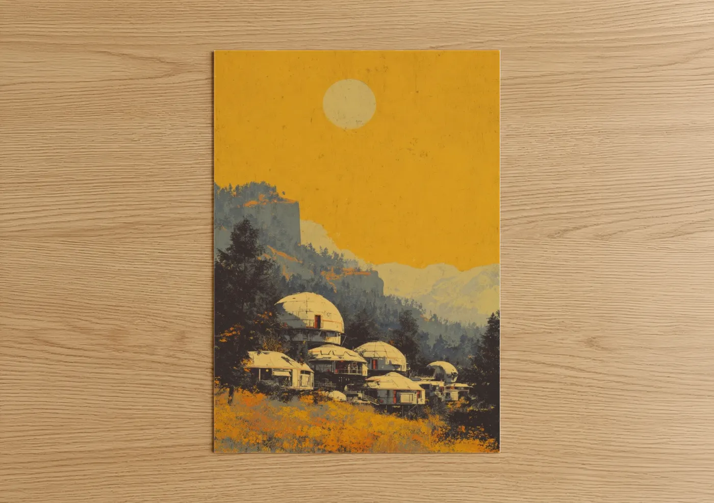 Retro Futuristic Sci-Fi Domed Settlement Wall Art