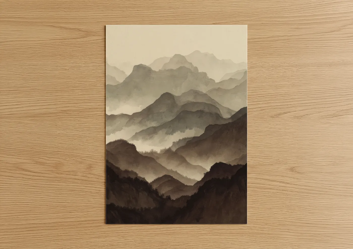 Misty Mountain Layers Landscape Wall Art