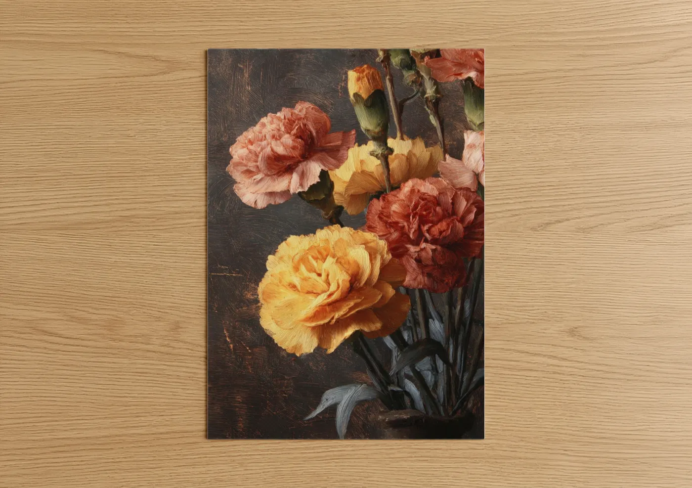 Sunset Carnations Floral Oil Painting Wall Art