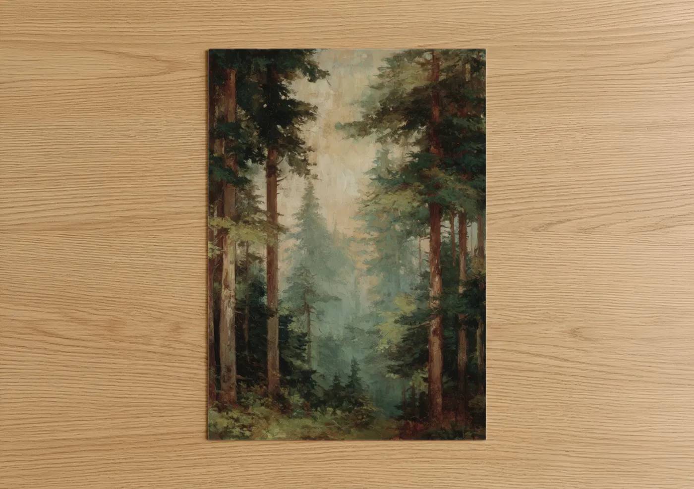 Misty Cedar Forest Atmospheric Landscape Wall Art