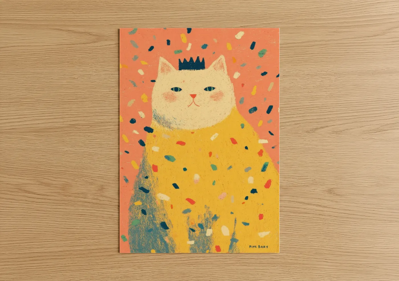 Royal Cat Mardi Gras Crown Illustration Wall Art