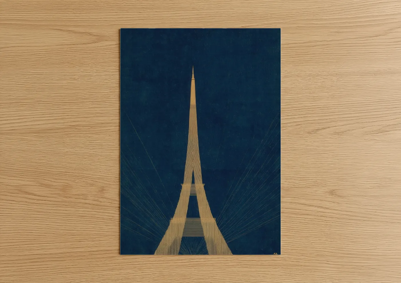 Golden Eiffel Tower Night Sky Art Wall Art