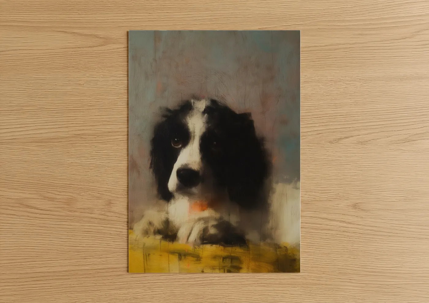 Black and White Spaniel Portrait Painting Wall Art