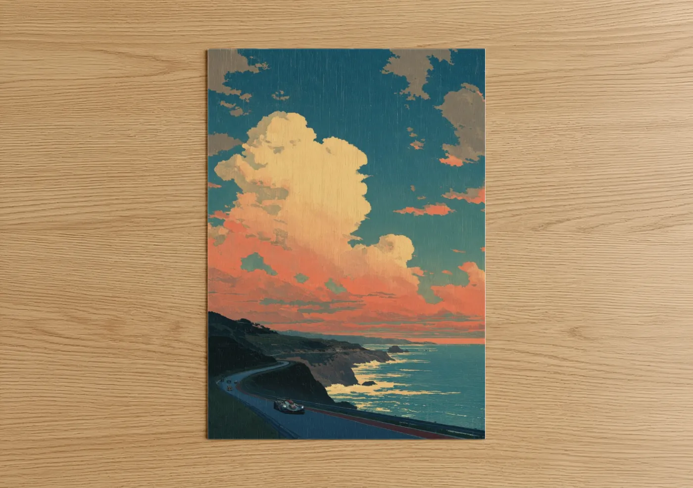 Coastal Road Auto Racing Sunset Wall Art