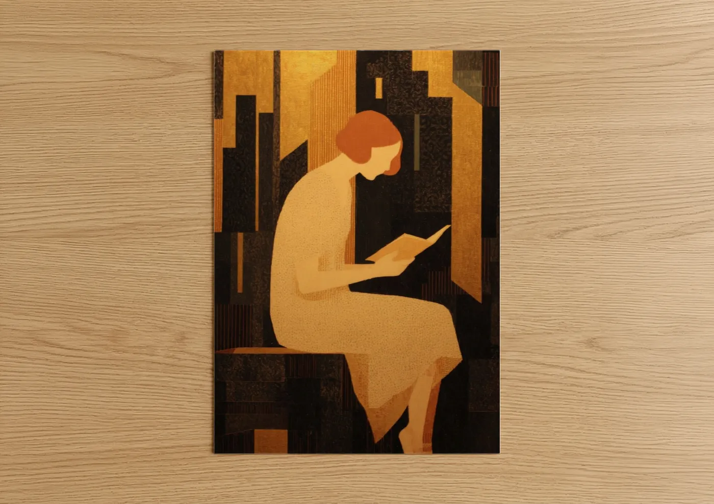 Woman Reading in City Art Deco Wall Art
