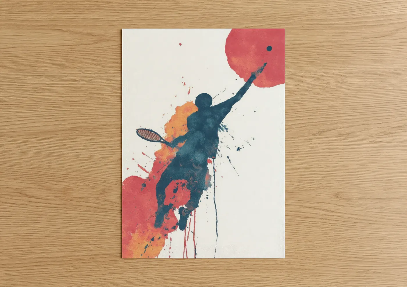 Tennis Player Watercolor Splatter Wall Art