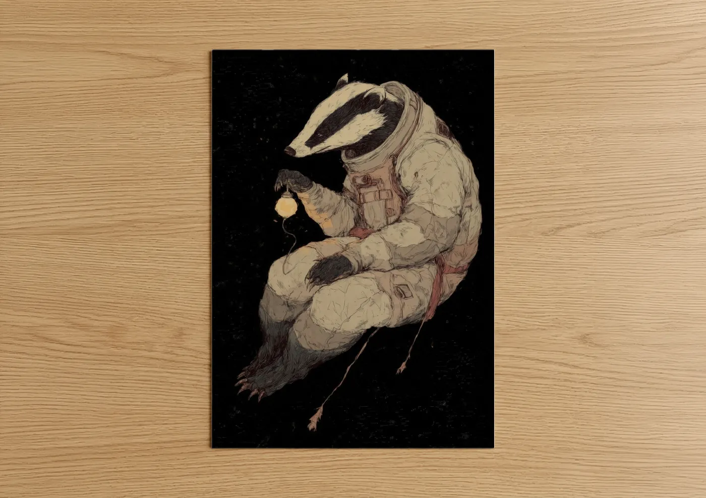 Cosmic Badger Astronaut Space Wall Art
