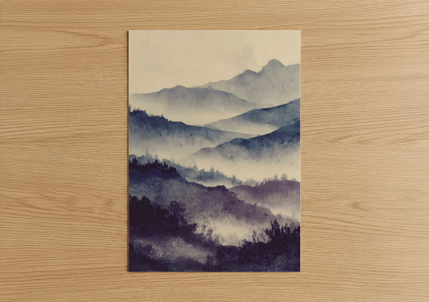 Misty Mountain Peaks Landscape Wall Art