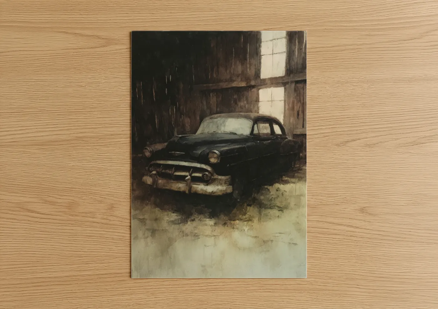 Abandoned Classic Car Vintage Garage Wall Art