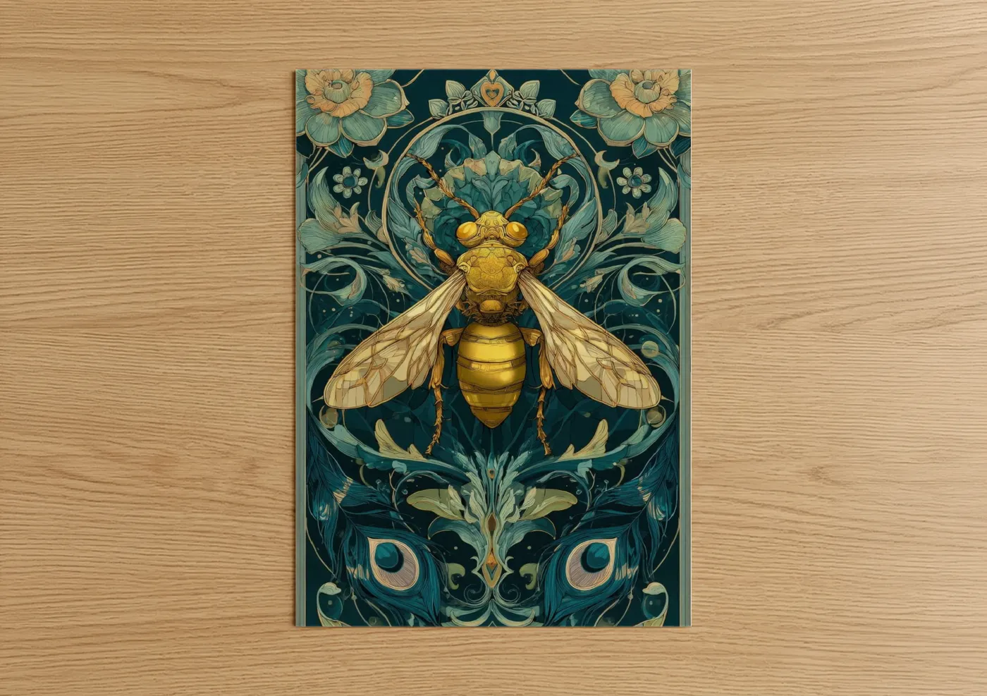 Golden Wasp Mandala Art Deco Wall Art