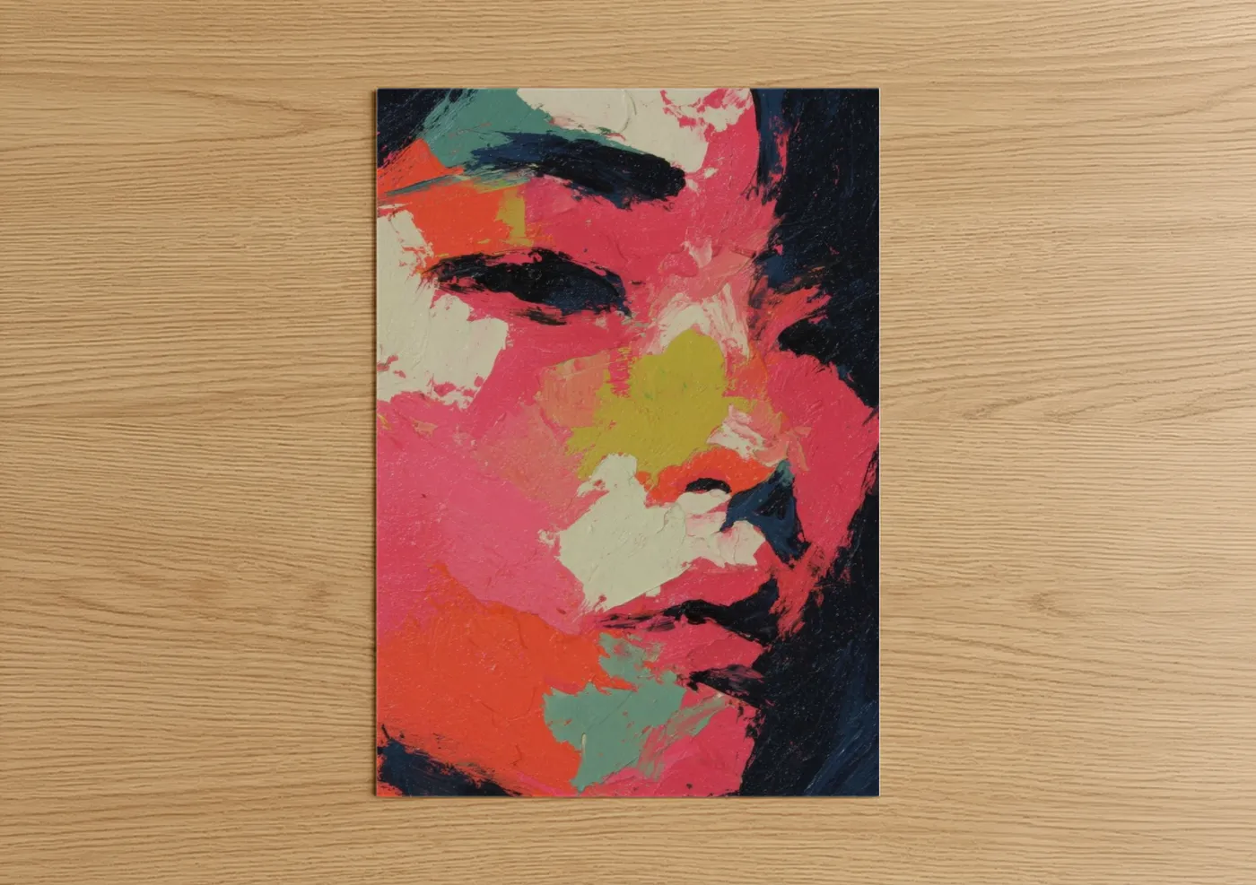Art print on warm oak wood — magenta and black palette — Vibrant Zumba Energy poster
