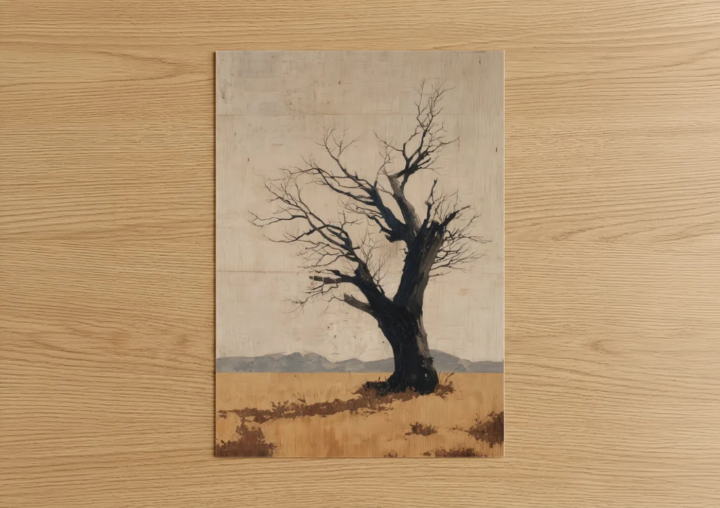 Solitary Desert Tree Savanna Landscape Wall Art
