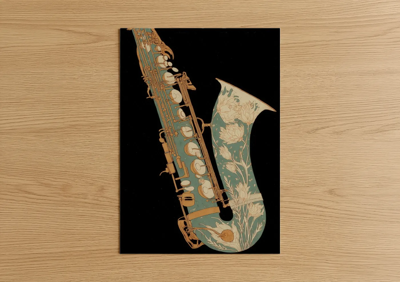 Floral Saxophone Art Deco Design Wall Art