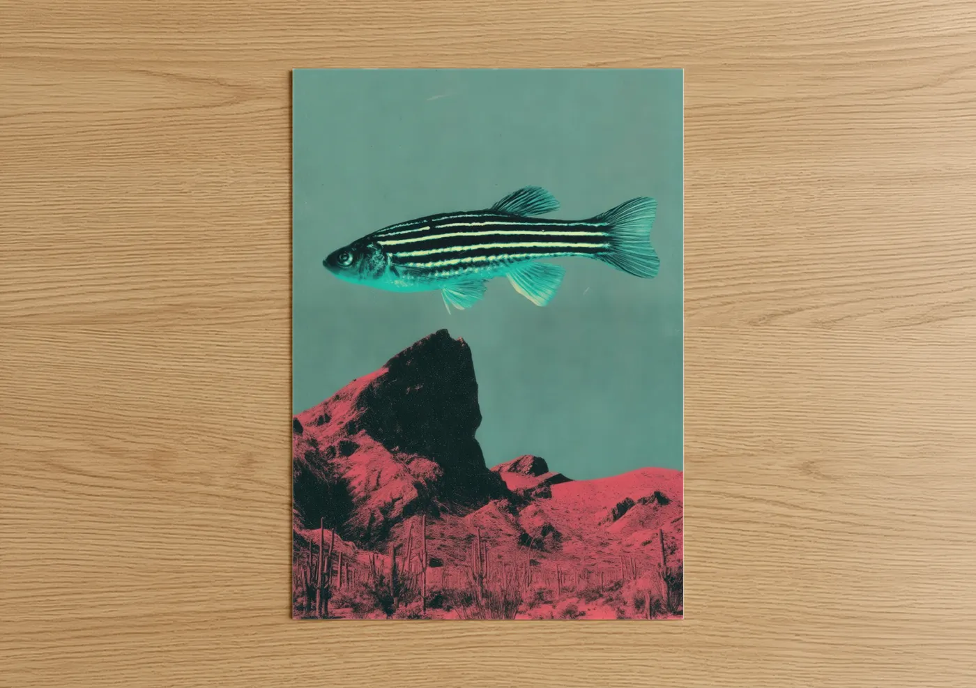 Striped Zebrafish Desert Landscape Wall Art