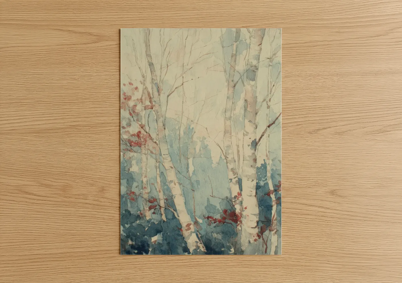 Birch Forest Serenity Watercolor Wall Art