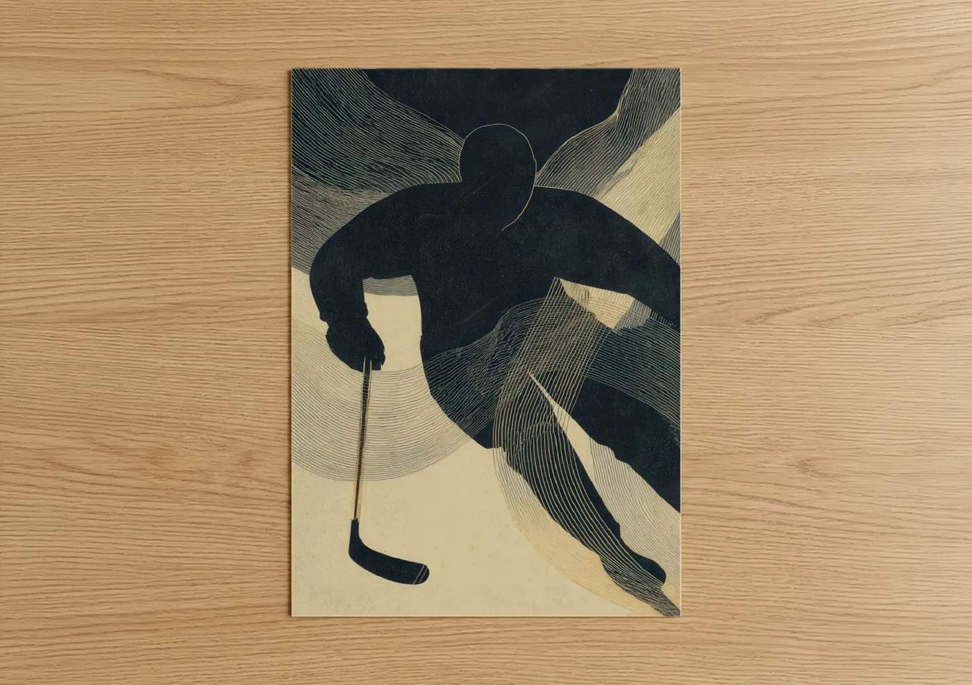 Dynamic Hockey Player Line Art Wall Art