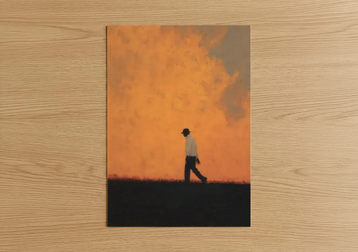 Solitary Cricketer Golden Sunset Wall Art