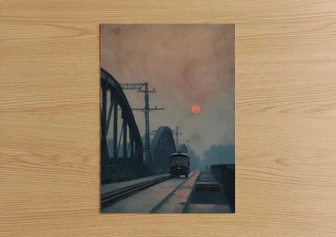 Rickshaw Industrial Sunset Painting Wall Art