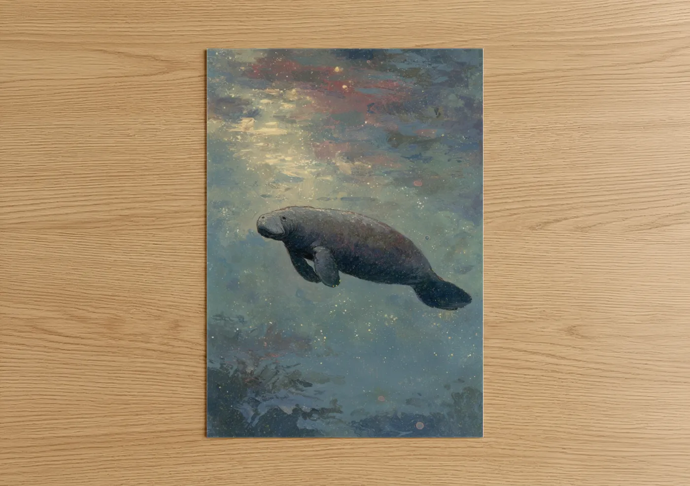Ethereal Manatee Underwater Wall Art
