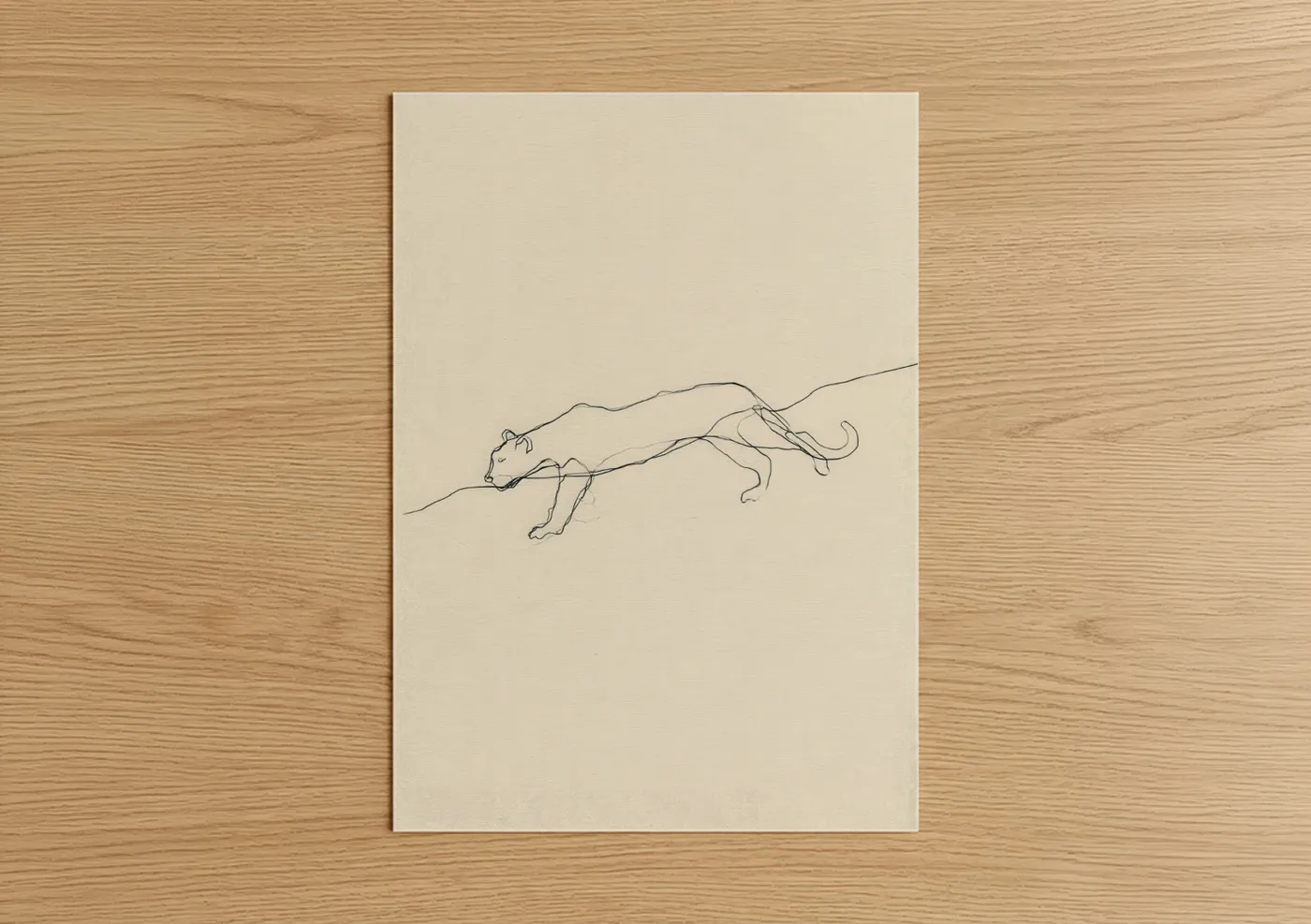 Stretching Jaguar Line Art Minimalist Wall Art