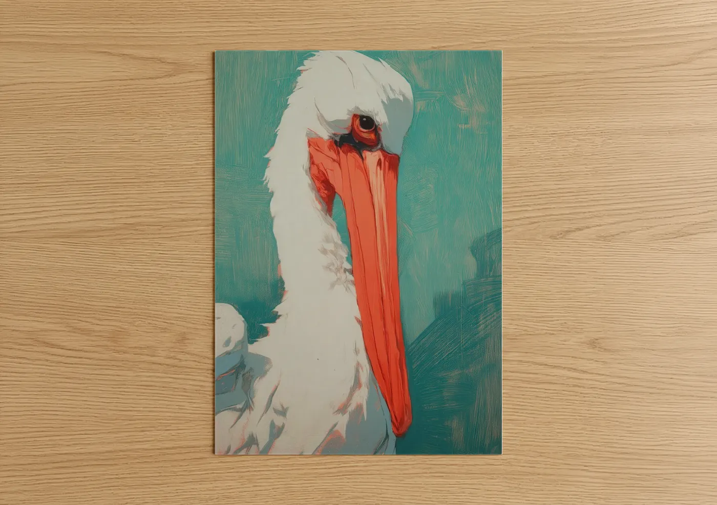 Crimson Pelican Portrait Modern Wall Art
