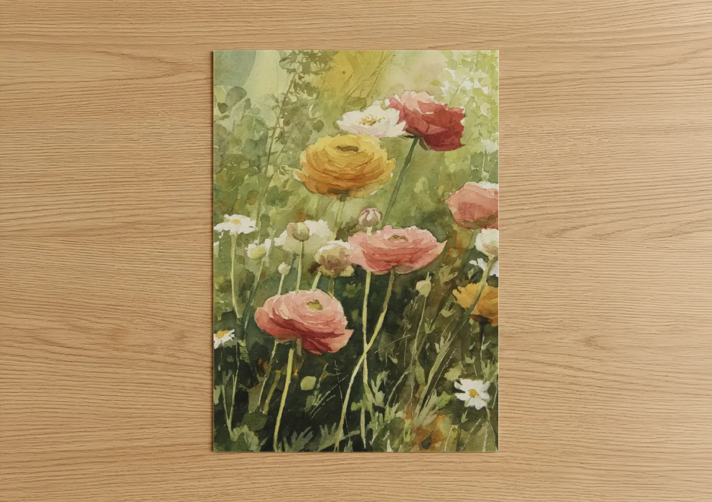 Ranunculus Garden Watercolor Flowers Wall Art