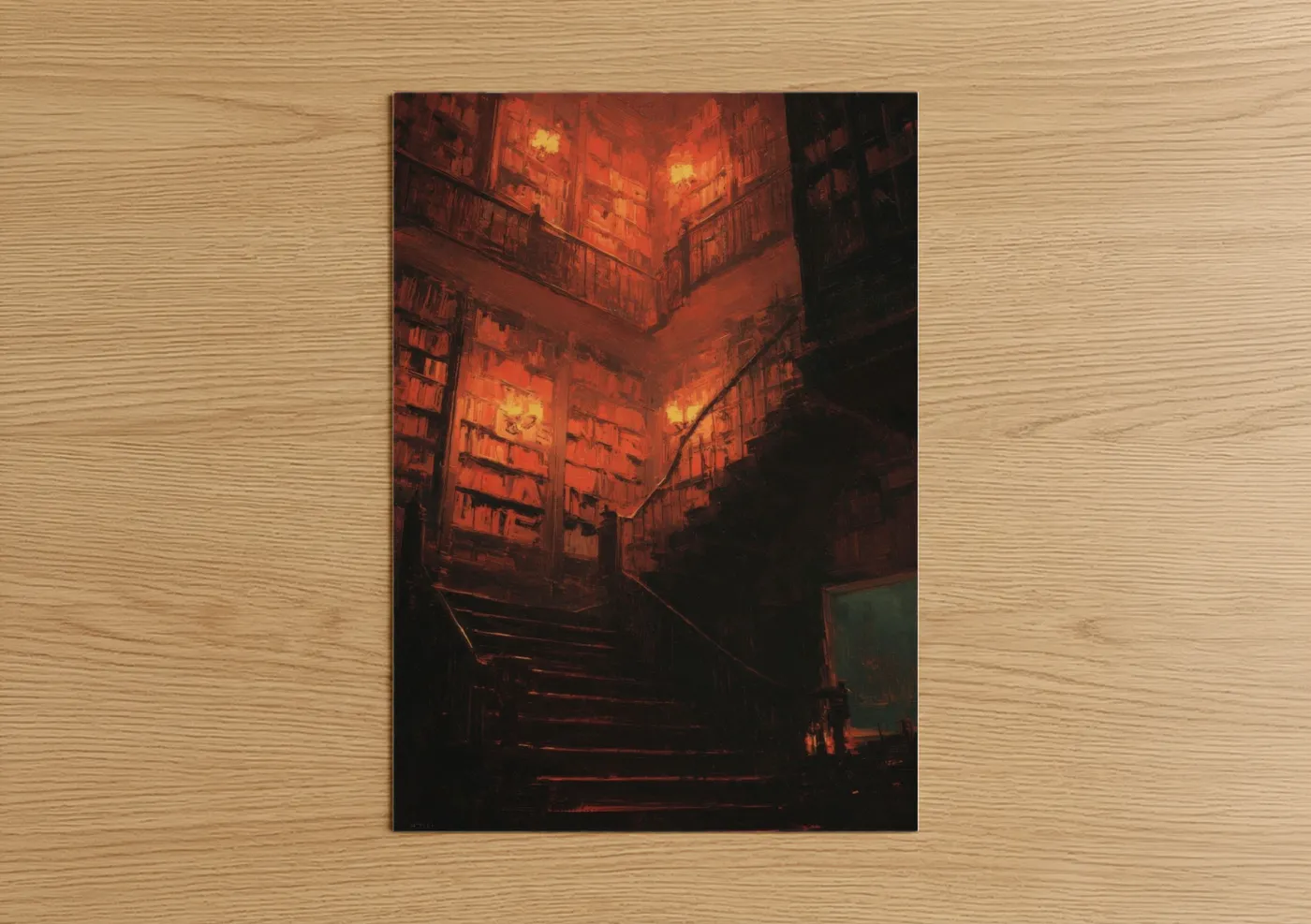 Inferno Staircase Library Fire Wall Art