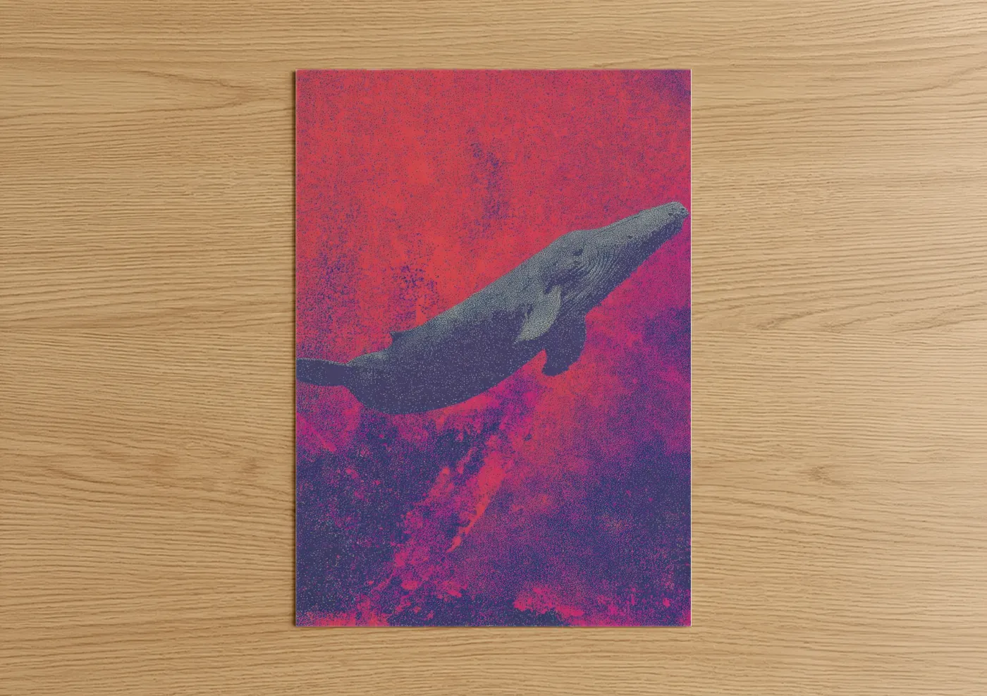 Crimson Whale Abstract Art Print Wall Art