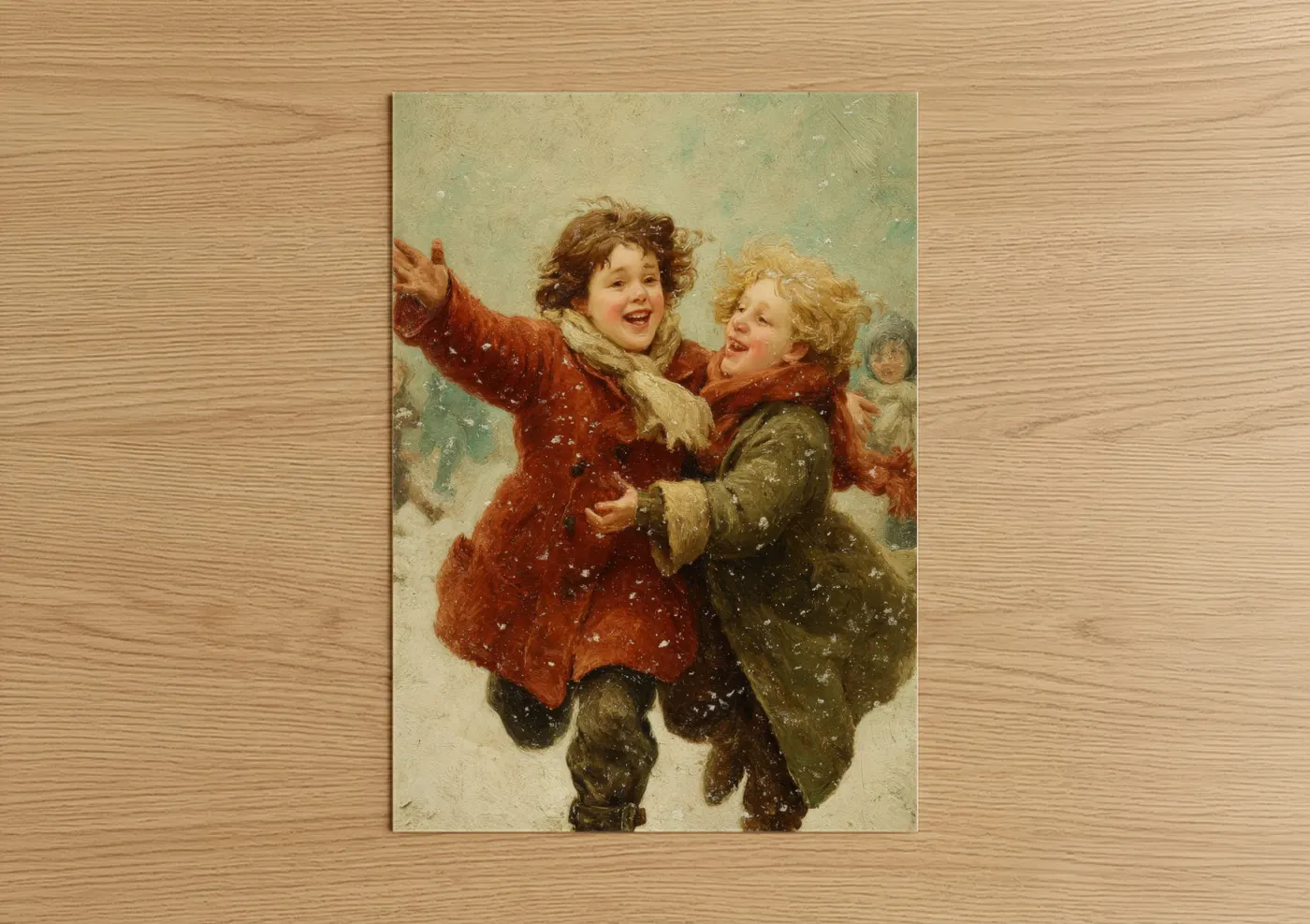 Children Playing Winter Snow Joy Wall Art