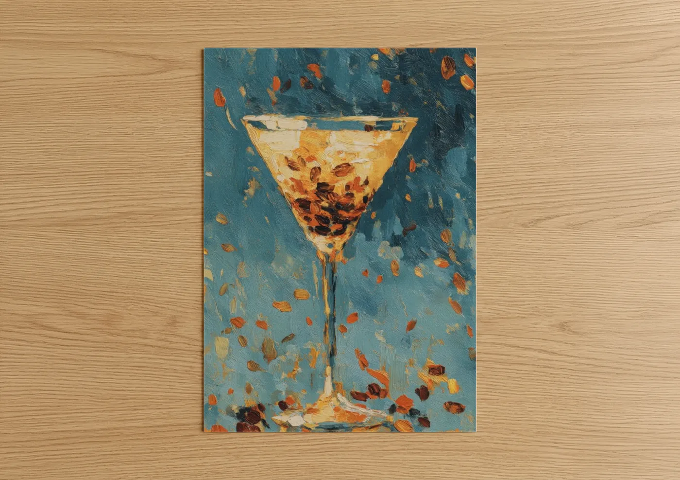 Golden Martini Cocktail Impressionist Wall Art
