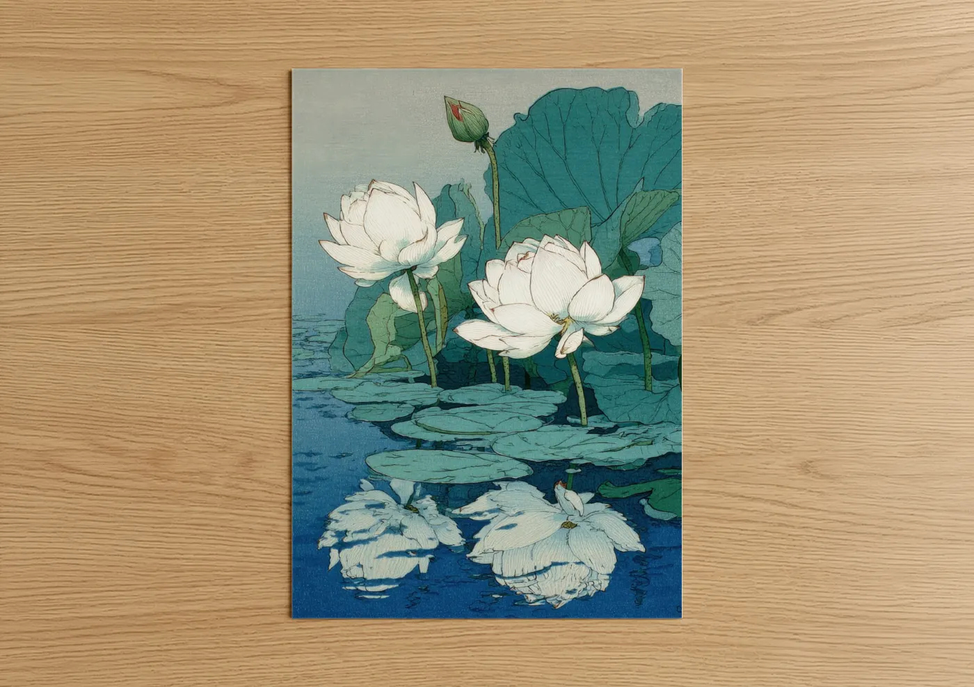 White Lotus Flowers Water Lily Wall Art
